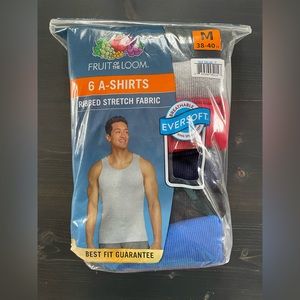 FRUITE LOOM TANKS - 6 A-SHIRTS - RIBED STRETCH FABRIC